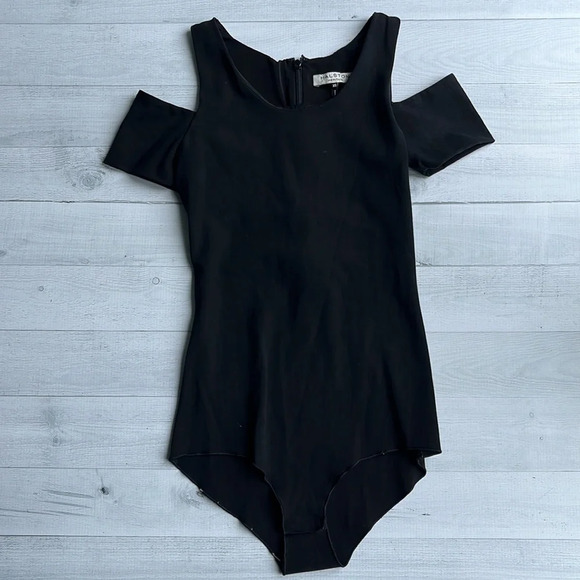 Halston Heritage Black Cut Out Sleeve Bodysuit XS - Picture 1 of 4